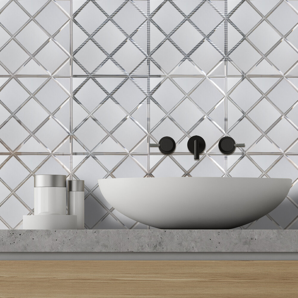 Oppio Silver Glass Mat - Zelfklevend Mozaiek 300x300x4mm