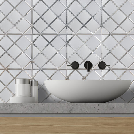 Oppio Silver Glass Mat - Zelfklevend Mozaiek 300x300x4mm