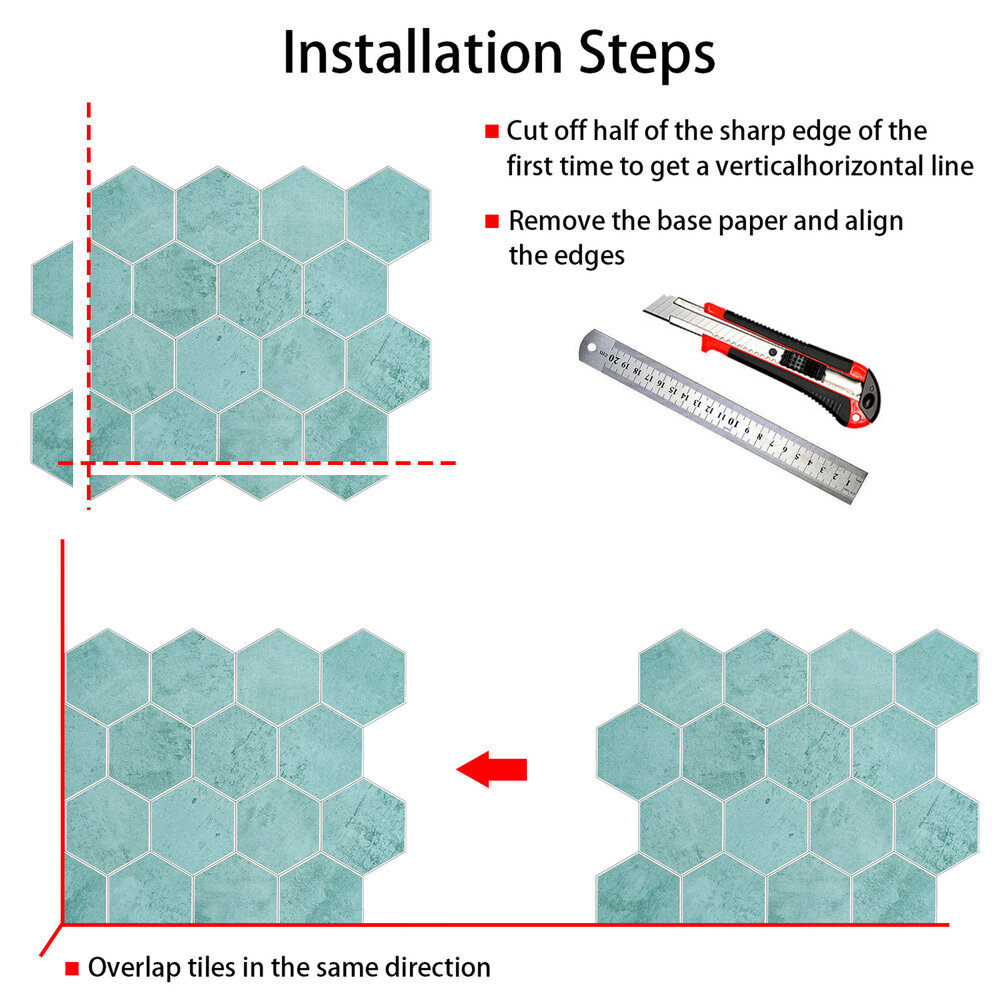 Oppio BALTIC BLUE Hexagon - Zelfklevende Mozaïek 29.2x25.4x3.3 mm