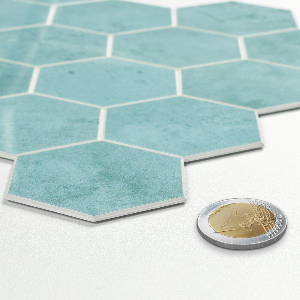 Oppio BALTIC BLUE Hexagon - Zelfklevende Mozaïek 29.2x25.4x3.3 mm