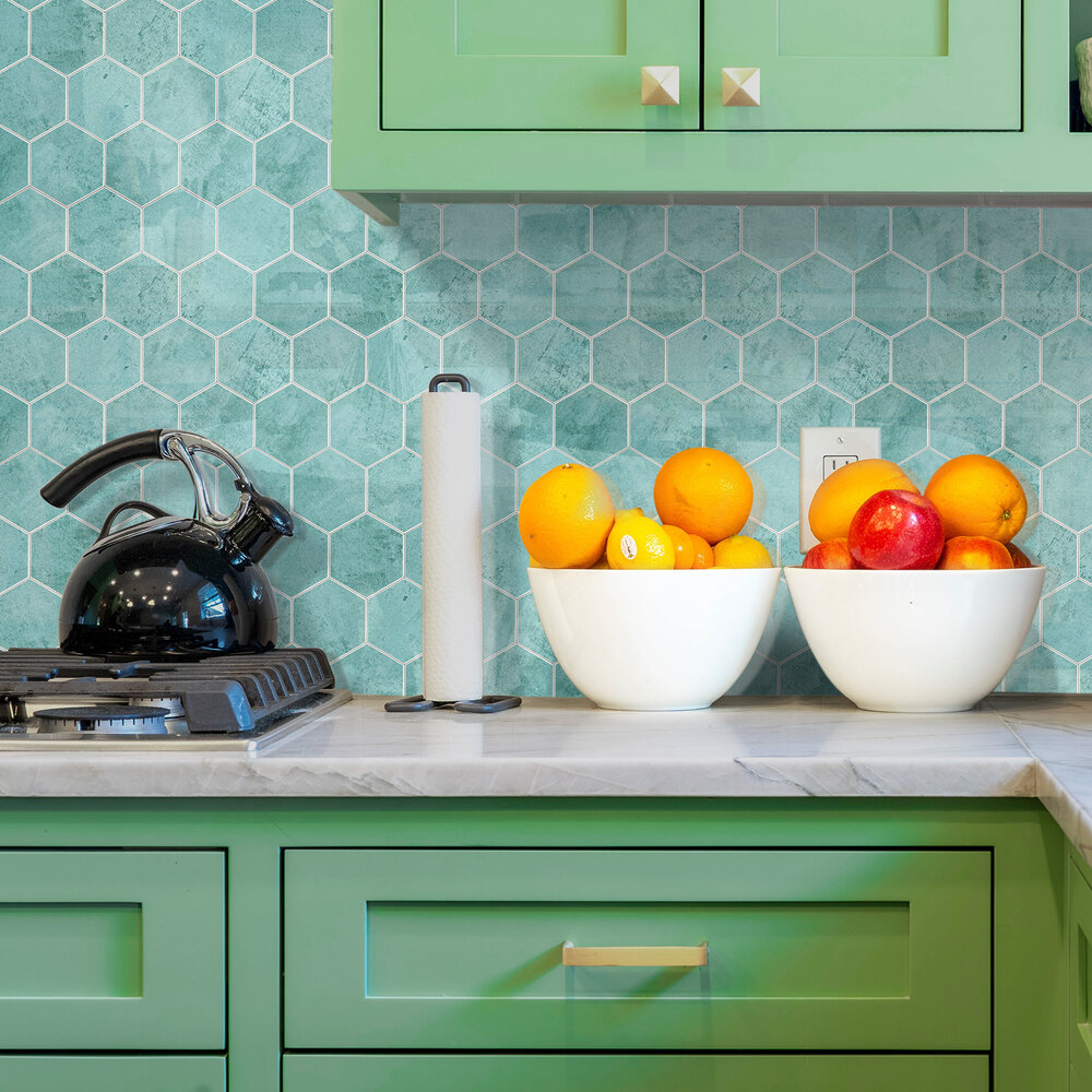 Oppio BALTIC BLUE Hexagon - Zelfklevende Mozaïek 29.2x25.4x3.3 mm