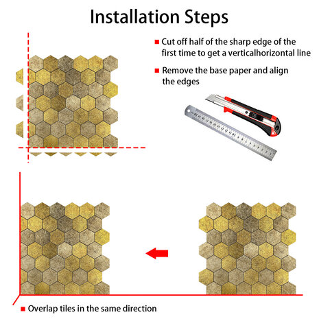 Oppio XL Honey Stone HEXAGON - Zelfklevende Mozaïek 29x28.8x4mm
