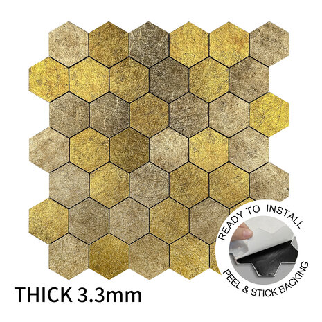 Oppio XL Honey Stone HEXAGON - Zelfklevende Mozaïek 29x28.8x4mm