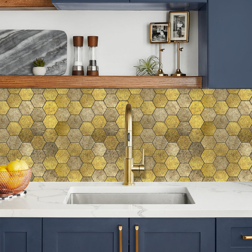 Oppio XL Honey Stone HEXAGON - Zelfklevende Mozaïek 29x28.8x4mm