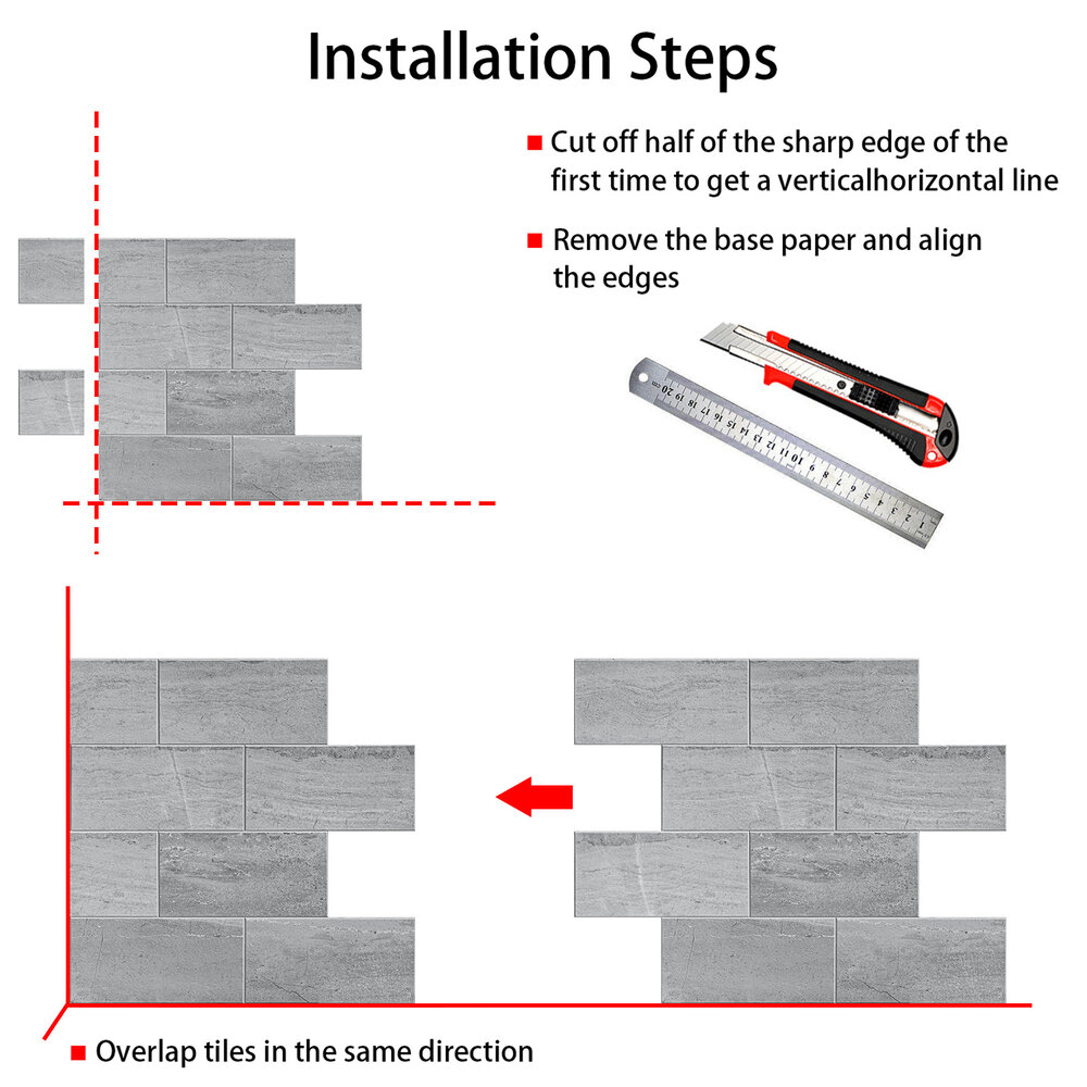 Oppio Beton Licht Grijs METRO - Zelfklevende Mozaïek 30.5x30.5x4 mm