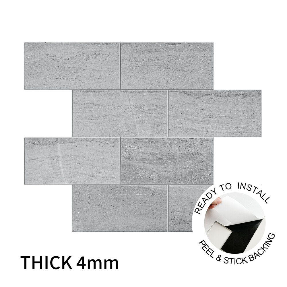 Oppio Beton Licht Grijs METRO - Zelfklevende Mozaïek 30.5x30.5x4 mm