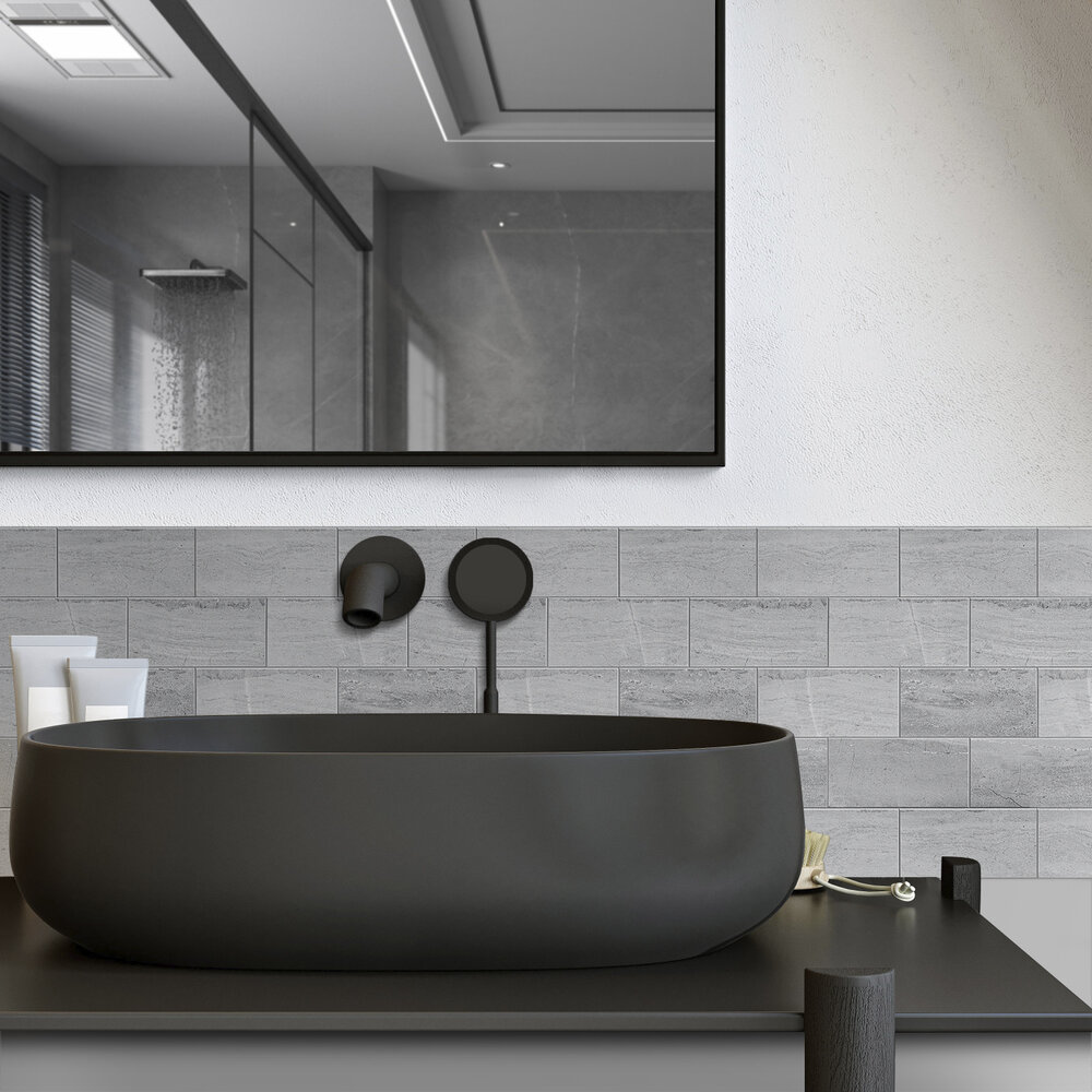 Oppio Beton Licht Grijs METRO - Zelfklevende Mozaïek 30.5x30.5x4 mm