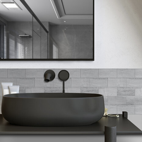 Oppio Beton Licht Grijs METRO - Zelfklevende Mozaïek 30.5x30.5x4 mm