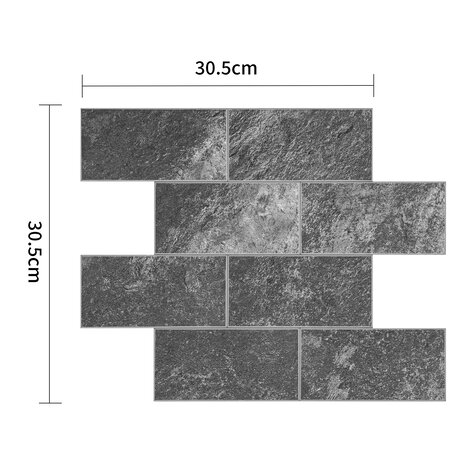 Oppio Antraciet Leisteen METRO - Zelfklevende Mozaïek 30.5x30.5x4 mm