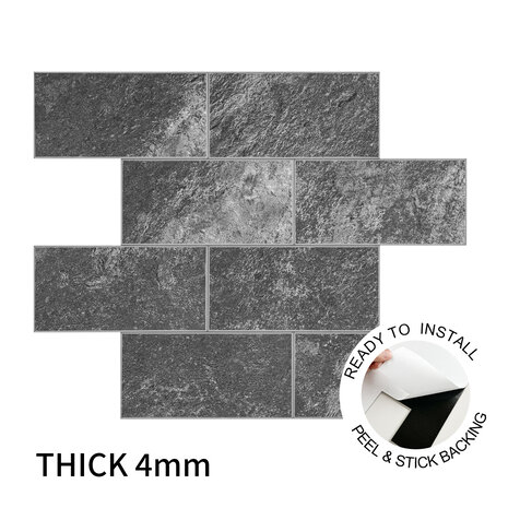 Oppio Antraciet Leisteen METRO - Zelfklevende Mozaïek 30.5x30.5x4 mm