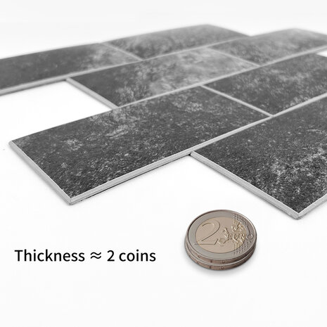 Oppio Antraciet Leisteen METRO - Zelfklevende Mozaïek 30.5x30.5x4 mm