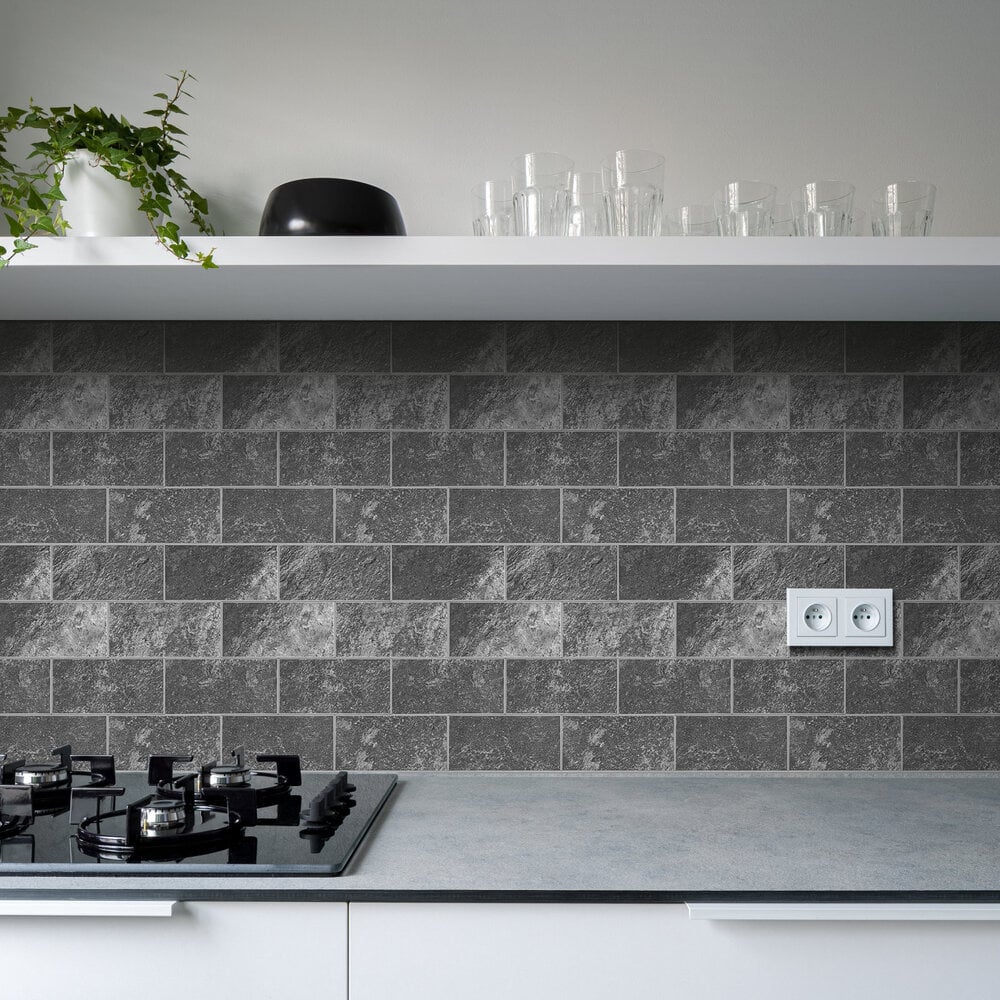 Oppio Antraciet Leisteen METRO - Zelfklevende Mozaïek 30.5x30.5x4 mm