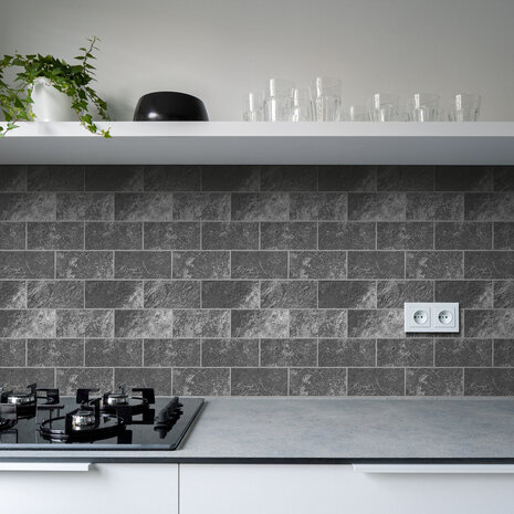 Oppio Antraciet Leisteen METRO - Zelfklevende Mozaïek 30.5x30.5x4 mm