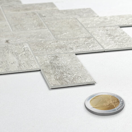 Oppio XL Visgraat Stone Taupe - Zelfklevend Mozaïek 29.5x28.8x3.3 mm Oppio XL Visgraat Stone Taupe - Zelfklevend Mozaïek 29.5x28.8x3.3 mm