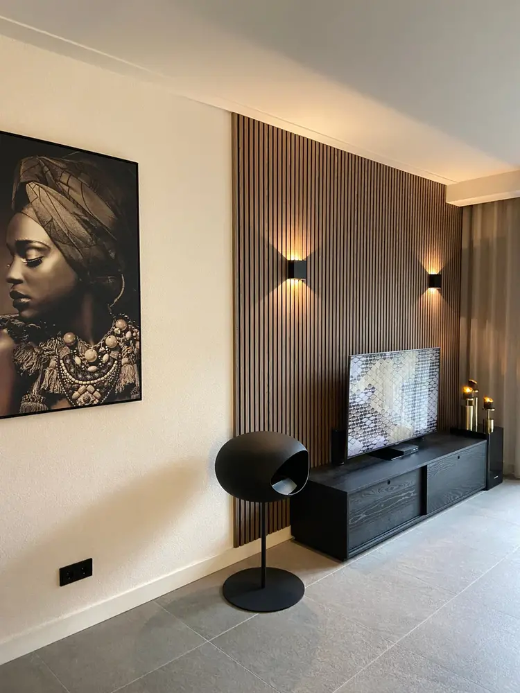 Oppio €37 PER PANEEL - 260x60 cm WENGE akoestische wand panelen lattenwand met Vilt