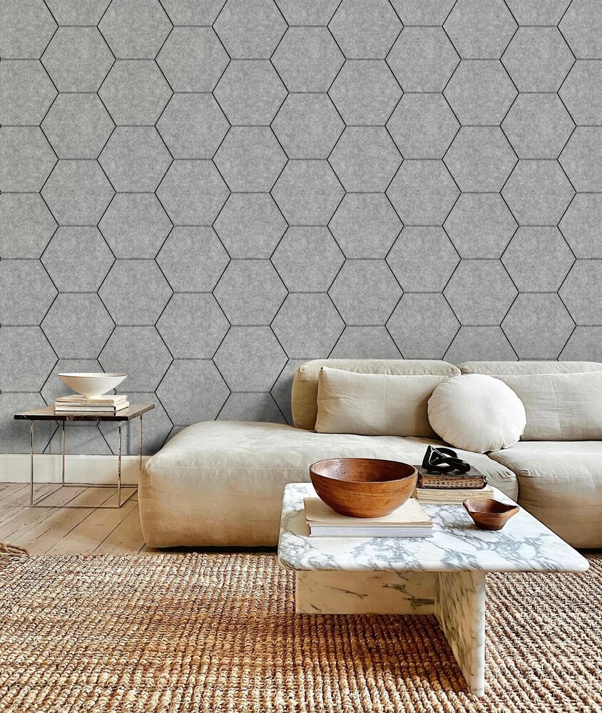 Oppio OPPIO Viltpaneel Licht Grijs - HEXAGON - 60x280 cm - Brandvertragend & Geluiddempend Oppio OPPIO Viltpaneel Licht Grijs - HEXAGON - 60x280 cm - Brandvertragend & Geluiddempend