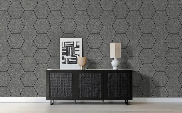 Oppio OPPIO Viltpaneel Grijs - HEXAGON - 60x280 cm - Brandvertragend & Geluiddempend