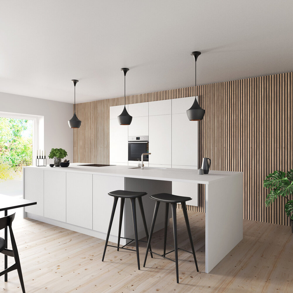 Oppio €37 PER PANEEL - 260x60 cm LICHT Eiken akoestische wand panelen lattenwand met Vilt