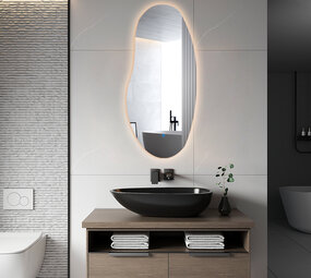 Oppio AURA – ORGANISCH 45×100 ( Randloos ) Toilet / Badkamerspiegel met verlichting Oppio AURA – ORGANISCH 45×100 ( Randloos ) Toilet / Badkamerspiegel met verlichting