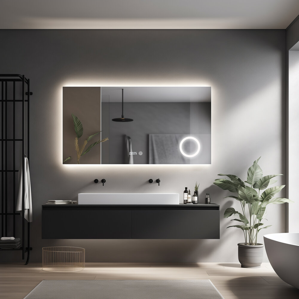 Oppio PRIMAR Vierkant 100×60 (RANDLOOS) Badkamerspiegel met verlichting Oppio PRIMAR Vierkant 100×60 (RANDLOOS) Badkamerspiegel met verlichting