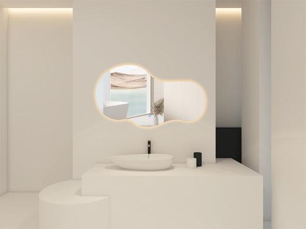 Oppio NEBULA – 80 CM ( Randloos ) Toilet / Badkamerspiegel met verlichting Oppio NEBULA – 80 CM ( Randloos ) Toilet / Badkamerspiegel met verlichting