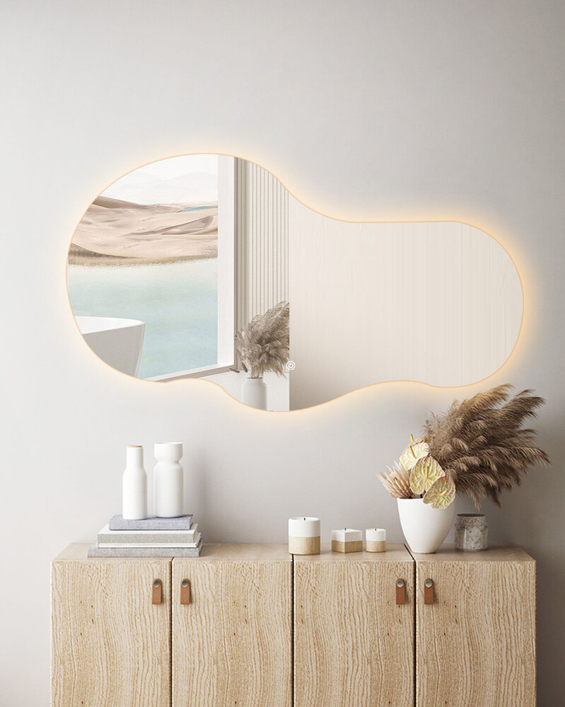 Oppio NEBULA – 80 CM ( Randloos ) Toilet / Badkamerspiegel met verlichting Oppio NEBULA – 80 CM ( Randloos ) Toilet / Badkamerspiegel met verlichting