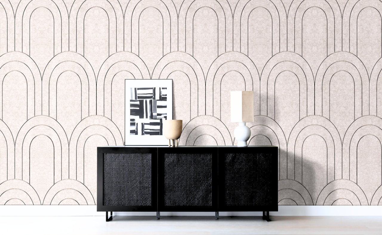 Oppio OPPIO Viltpaneel Beige - BAROK - 280x60 cm - Brandvertragend & Geluiddempend