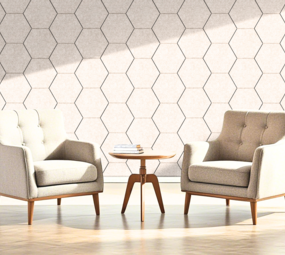 Oppio OPPIO Viltpaneel Beige - HEXAGON - 280x60 cm - Brandvertragend & Geluiddempend Oppio OPPIO Viltpaneel Beige - HEXAGON - 280x60 cm - Brandvertragend & Geluiddempend