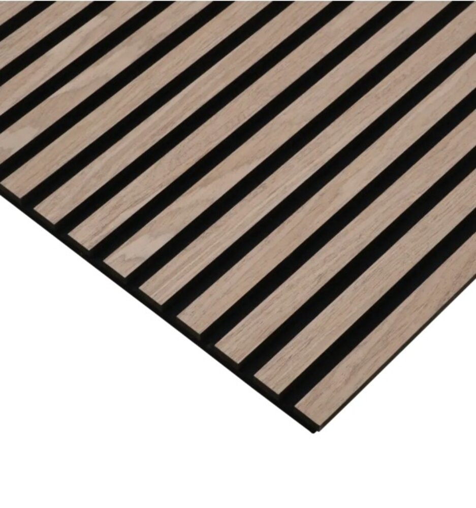 Oppio Lattenwand Silentless Vergrijsd Walnoot 260 x 52,6 cm - akoestische wand panelen met Vilt Oppio Lattenwand Silentless Vergrijsd Walnoot 260 x 52,6 cm - akoestische wand panelen met Vilt