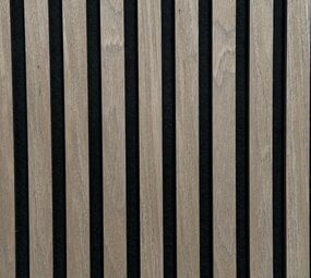 Oppio Lattenwand Silentless Vergrijsd Walnoot 260 x 52,6 cm - akoestische wand panelen met Vilt