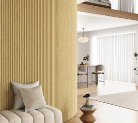 Oppio RONDE LATTEN - LICHT Eiken akoestische wand panelen lattenwand met Vilt