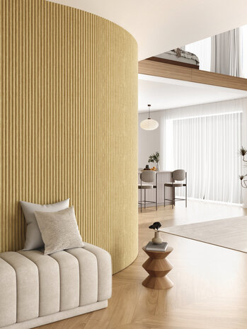 Oppio RONDE LATTEN - LICHT Eiken akoestische wand panelen lattenwand met Vilt