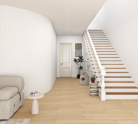 Oppio RONDE LATTEN - WIT Eiken akoestische wand panelen lattenwand met Vilt