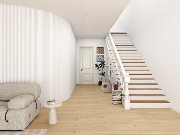 Oppio RONDE LATTEN - WIT Eiken akoestische wand panelen lattenwand met Vilt