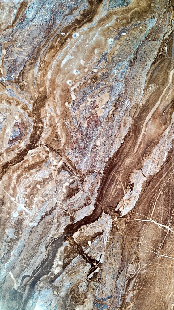 Oppio €67 PER PANEEL - 120x280x0,3 cm - PVC Wandpaneel Milos Bruin Marmerlook Hoogglans -