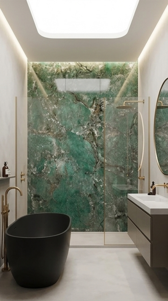 Oppio €57 PER PANEEL - 120x280x0,3 cm - PVC Wandpaneel ONYX Green - Hoogglans Oppio €57 PER PANEEL - 120x280x0,3 cm - PVC Wandpaneel ONYX Green - Hoogglans