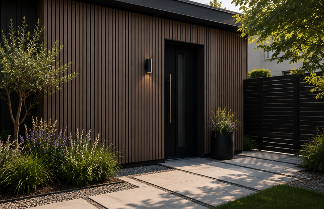 Oppio €28 Per Stuk - ROSEWOOD - Zwarte strepen - Gevelbekleding – Composiet | 290 x 22 cm | Gevel | Tuin | Oppio €28 Per Stuk - ROSEWOOD - Zwarte strepen - Gevelbekleding – Composiet | 290 x 22 cm | Gevel | Tuin |