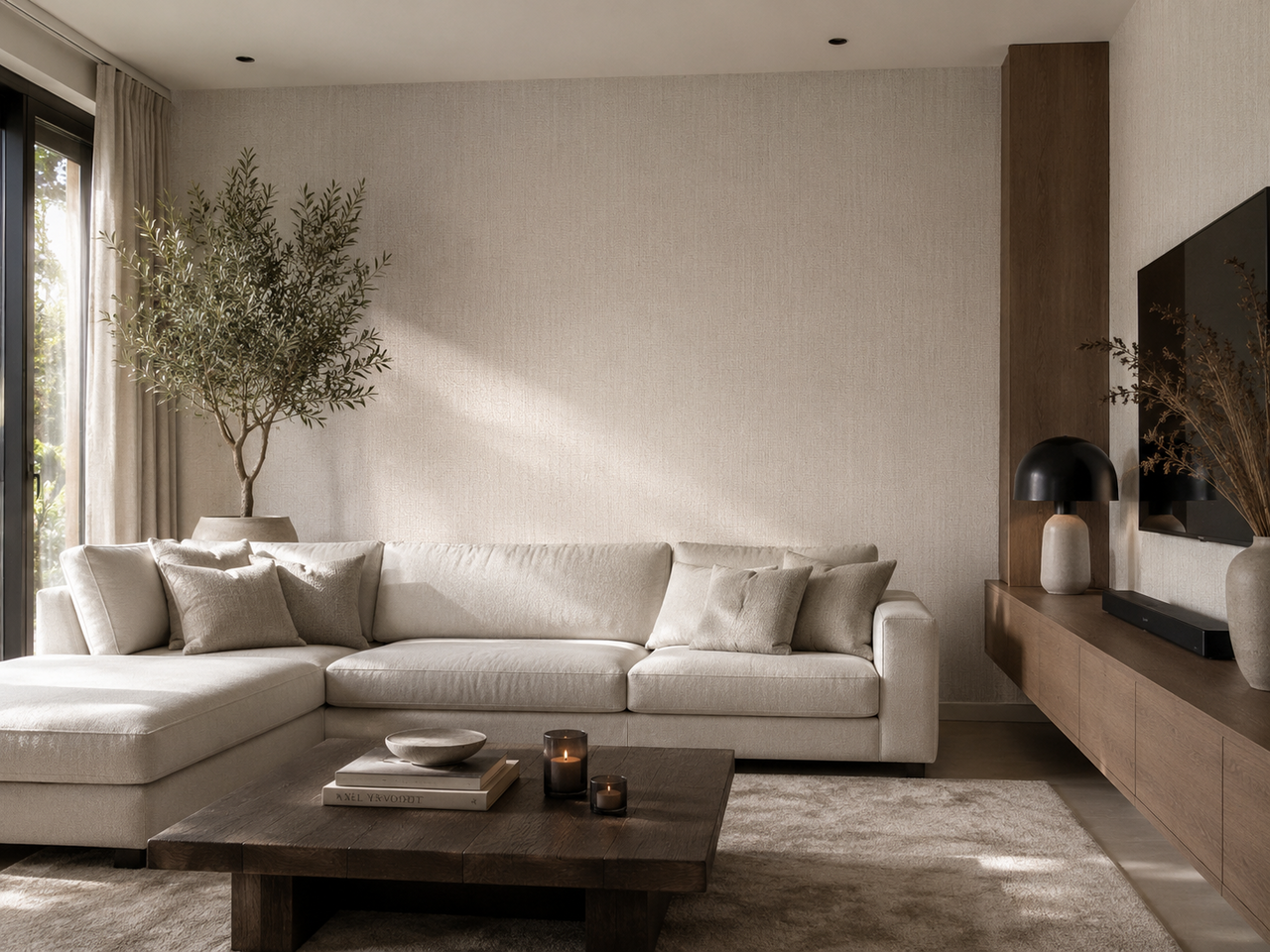 Oppio 120x280x0.8 cm - Linnen Wandpaneel BEIGE - MES  & GROEF