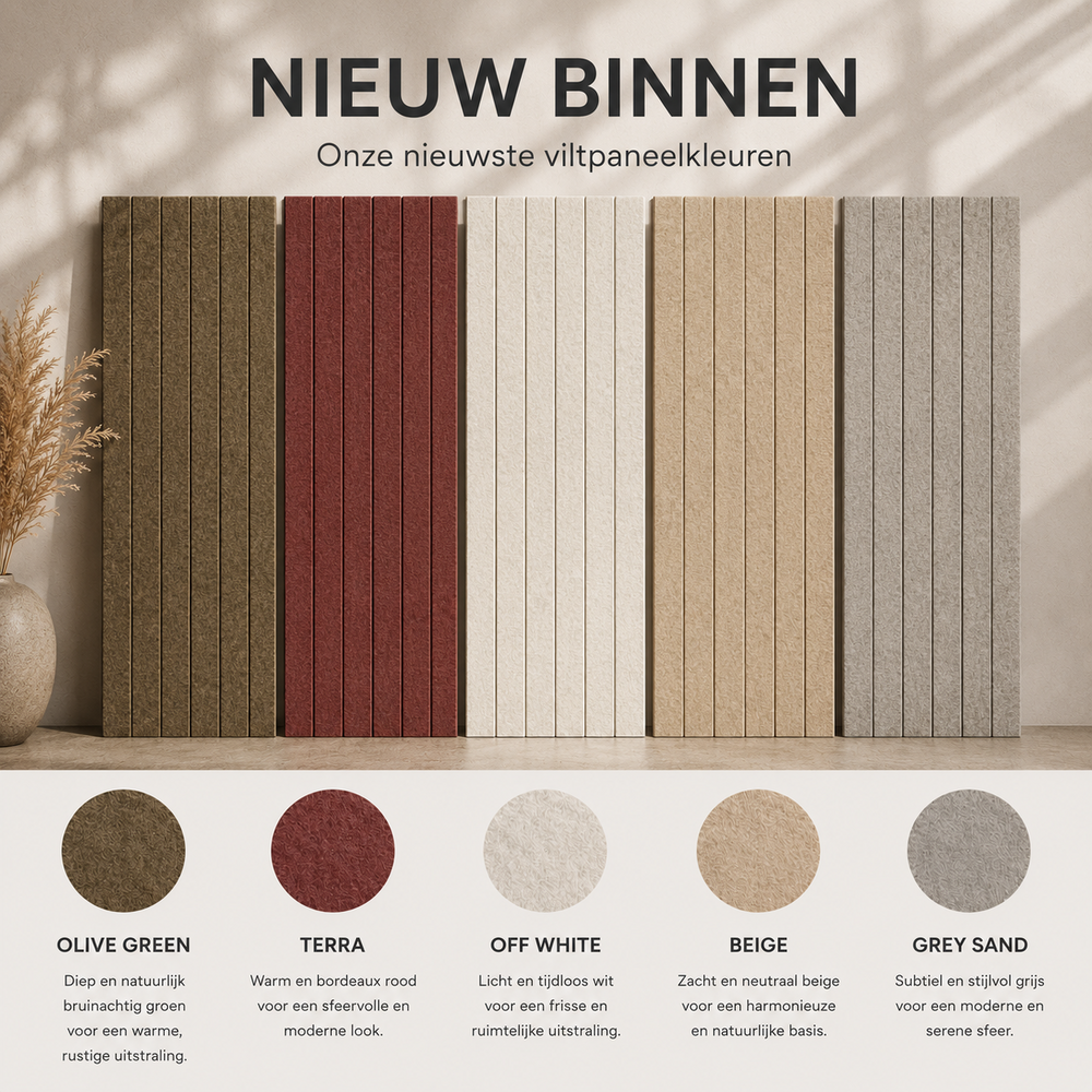 Oppio OPPIO Viltpaneel Olive Truffle - HONGAARSE PUNT - 280x52 cm - Brandvertragend & Geluiddempend Oppio OPPIO Viltpaneel Olive Truffle - HONGAARSE PUNT - 280x52 cm - Brandvertragend & Geluiddempend
