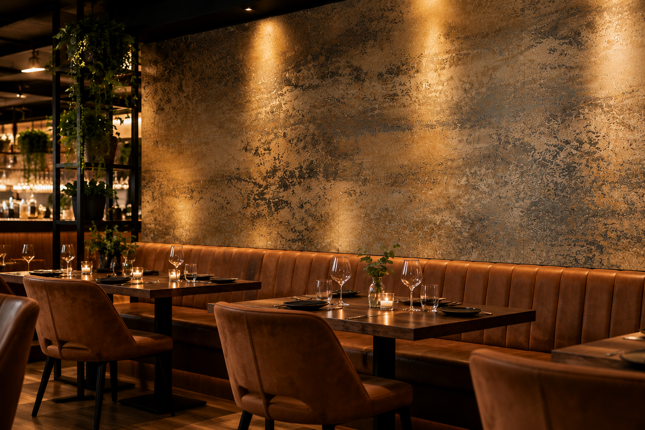 €98 PER PANEEL - 120x280x0,3 cm – Bronze Metallic PVC Wandpaneel MAT €98 PER PANEEL - 120x280x0,3 cm – Bronze Metallic PVC Wandpaneel MAT