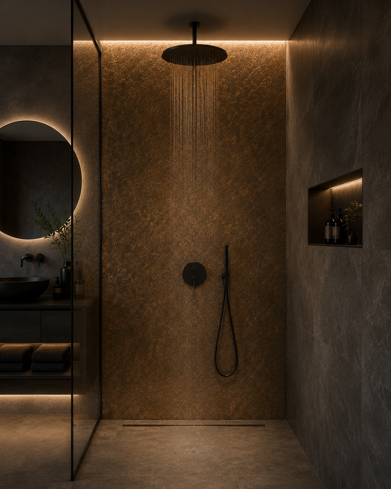 €98 PER PANEEL - 120x280x0,3 cm – KOPER Metallic PVC Wandpaneel MAT €98 PER PANEEL - 120x280x0,3 cm – KOPER Metallic PVC Wandpaneel MAT