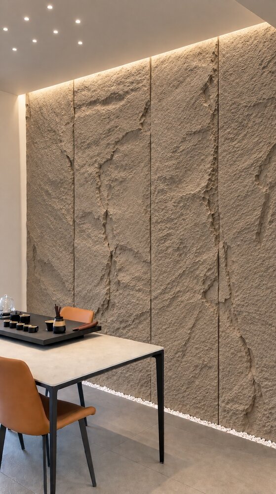 Oppio 3D XXL CEMENT GREY Rotswand Wandpaneel 60x290