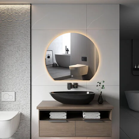 Oppio DECO - 120 CM Randloze Halfrond Badkamerspiegel