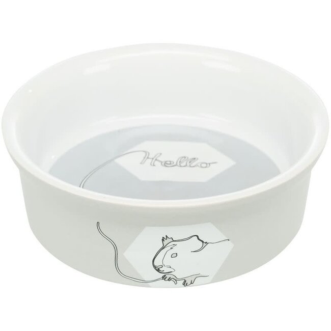 Keramische voerbak met caviastrip Hello 240 ml/ø 11 cm