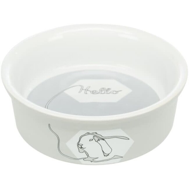 Keramische voerbak met konijnstrip Hello 240 ml/ø 11 cm