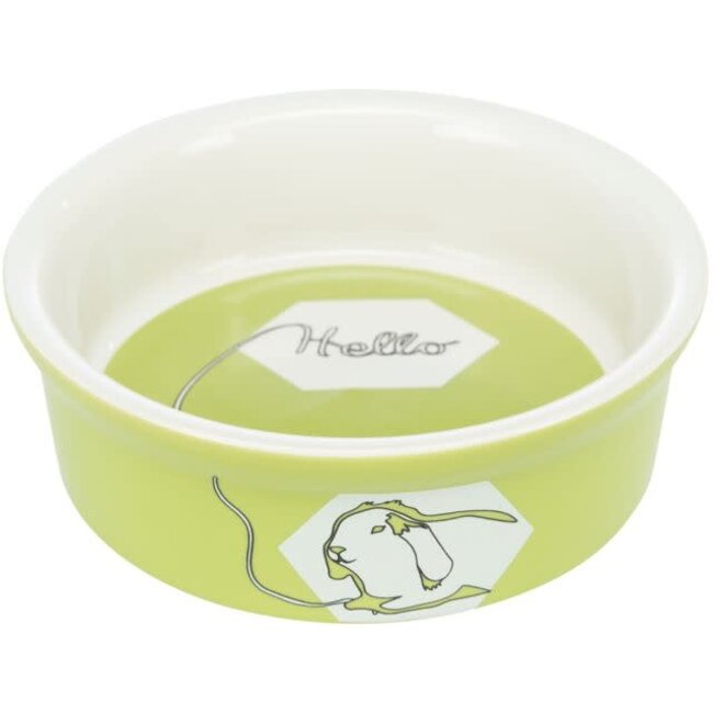 Keramische voerbak met konijnstrip Hello 240 ml/ø 11 cm