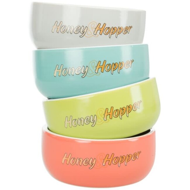 Ceramic Feeding Bowl Honey & Hopper
