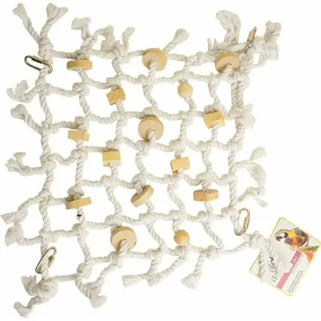 Stevig net met knopen - Net om op te hangen voor ratten en fretten - 35x35 cm - Wit