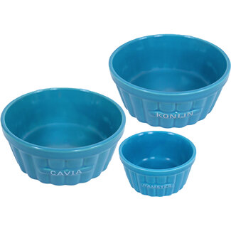 Bean rabbit feeding bowl stone ribbed blue, 12 cm