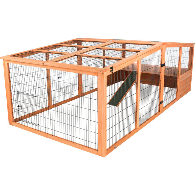 Trixie Natura Ren met Afdekking XL - Buitenren van grenenhout voor konijnen, cavia's en andere knaagdieren - 233 × 79 × 116 cm